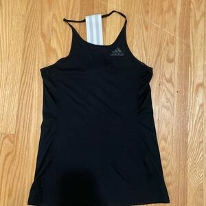 adidas Black Racerback Tank Top with Reflective Logo
